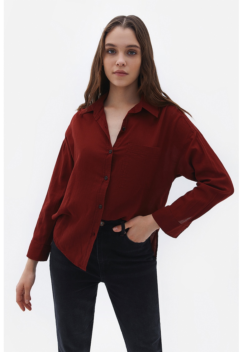 Camasa din bumbac cu buzunar aplicat