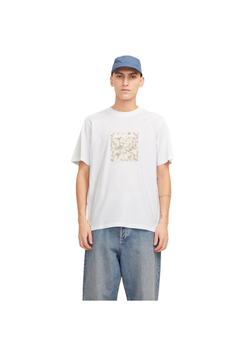 Tricou JACK &JONES Tarmac Camo Front 39880 - Alb