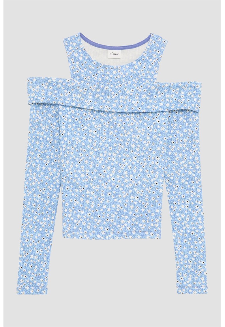 Bluza cu decolteu pe umeri si model floral