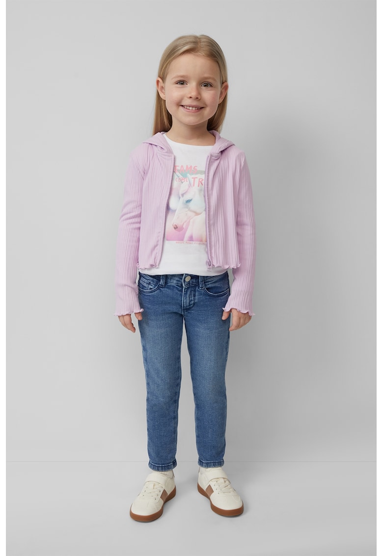 Bluza cu imprimeu si decolteu la baza gatului