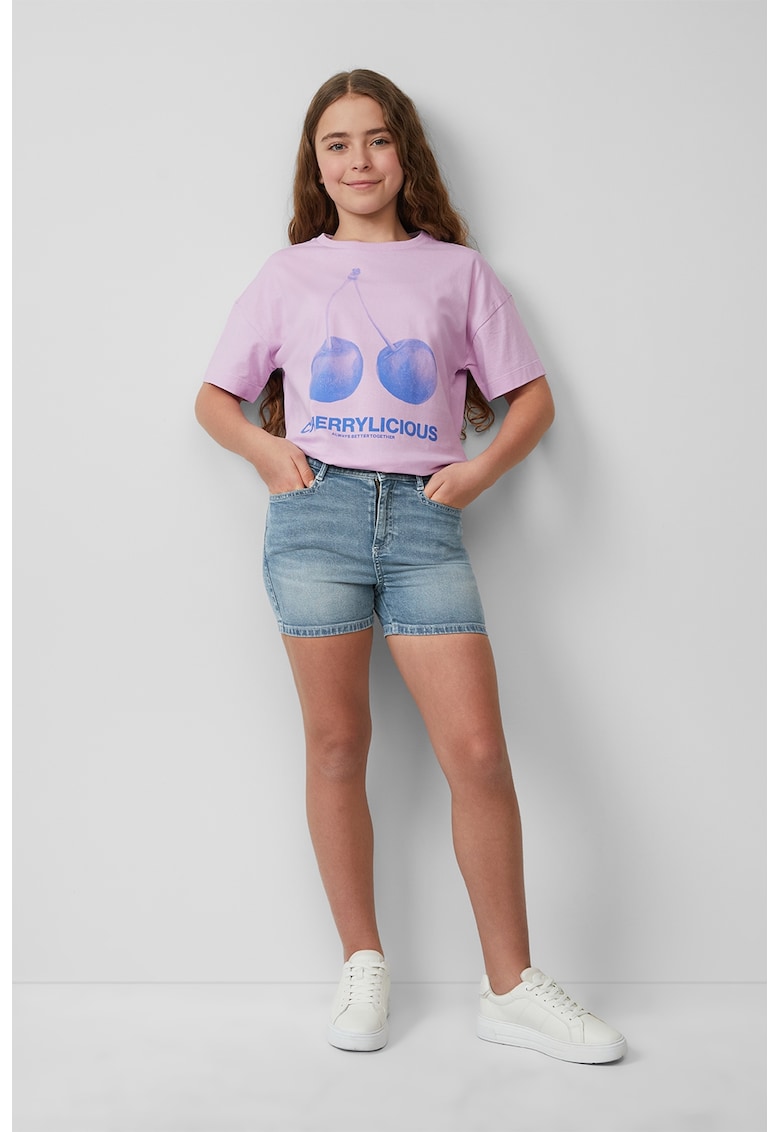 Blugi scurti de denim cu buzunare - Albastru deschis