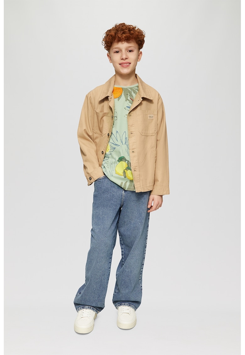 Tricou cu model tropical - Kaki/Verde deschis