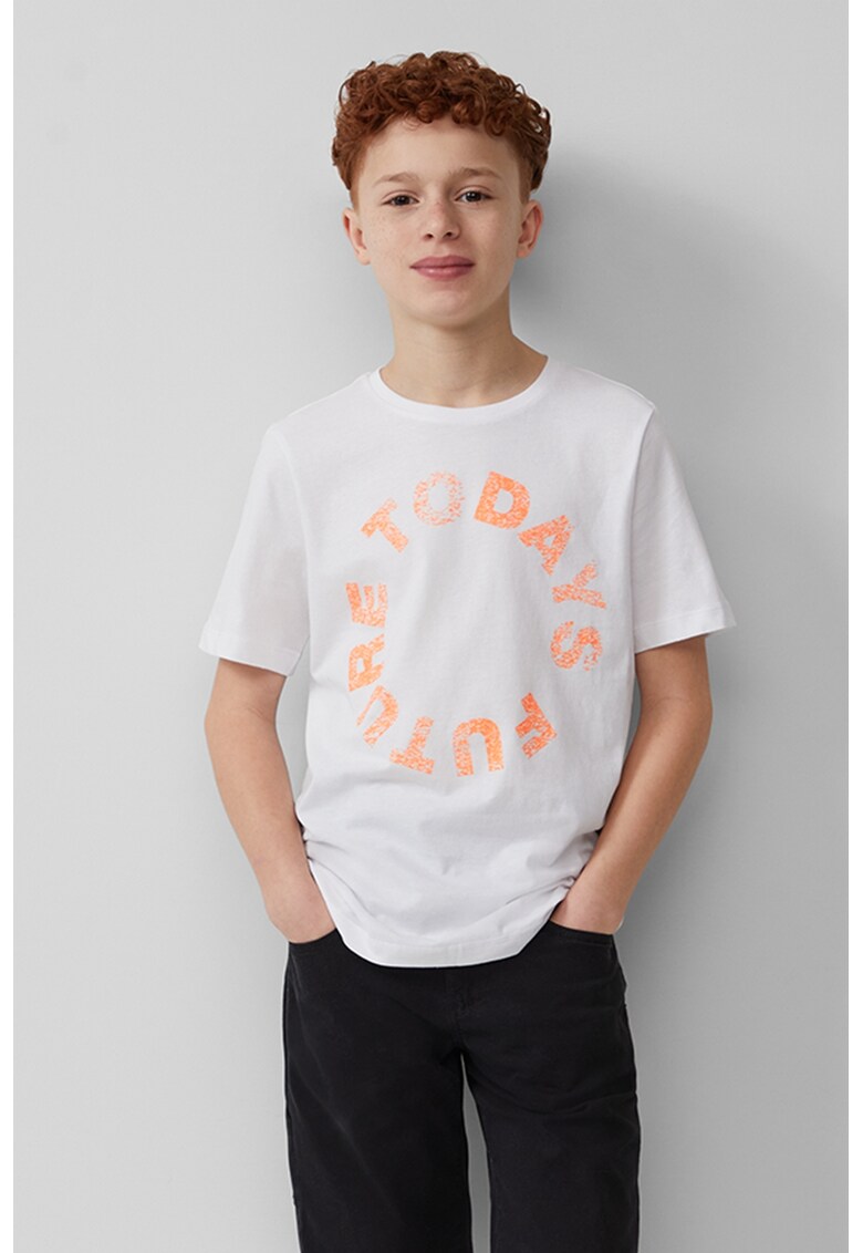 Tricou cu imprimeu text - Piersica/Alb murdar