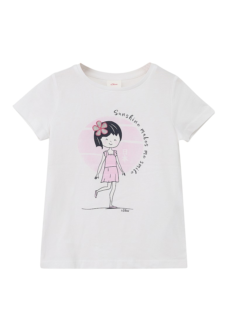 Tricou regular fit cu imprimeu - Alb/Roz pal