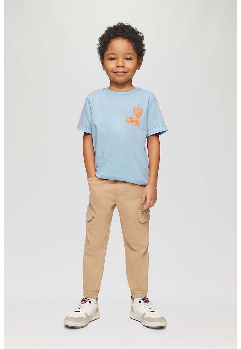 Tricou de bumbac cu decolteu la baza gatului