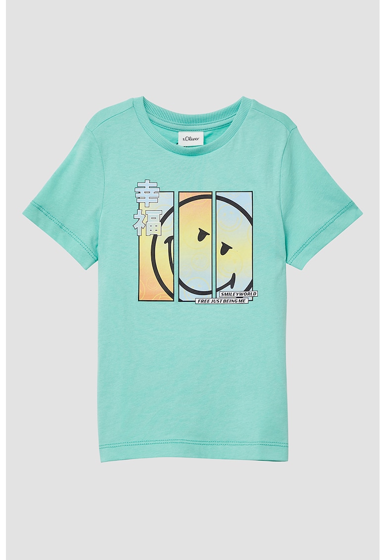 Tricou din bumbac cu imprimeu - Albastru aquamarin