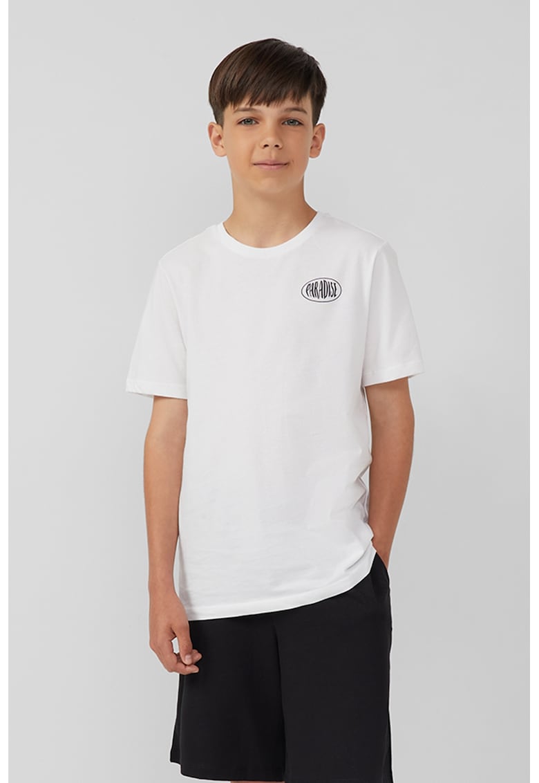 Tricou de bumbac cu imprimeu pe spate - Portocaliu/Negru stins/Alb optic