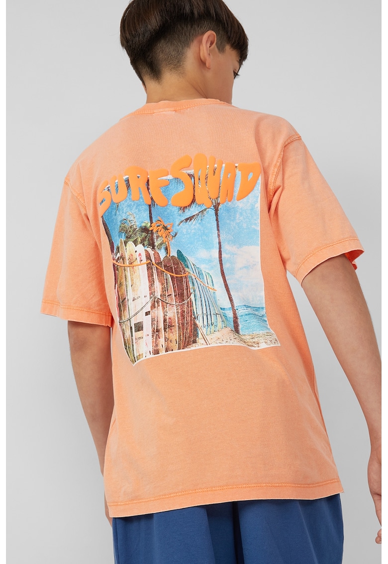 Tricou lejer cu imprimeu grafic pe spate