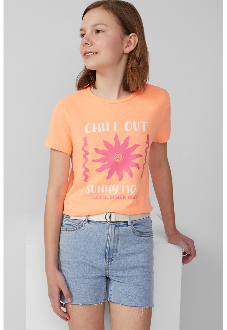 Tricou regular fit cu design grafic - Roz fandango/Portocaliu pal/Alb murdar