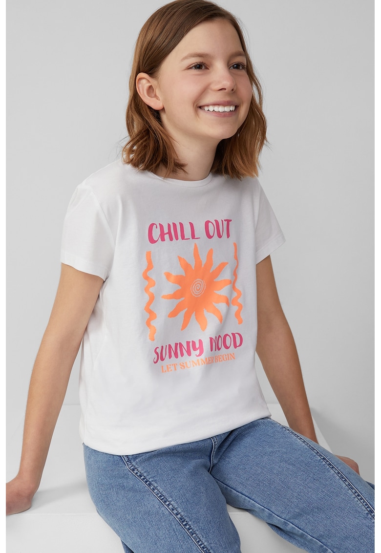 Tricou regular fit cu design grafic - Portocaliu/Roz fandango/Alb optic