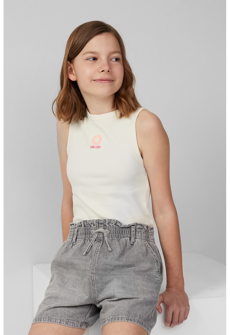 Top din amestec de bumbac cu design discret