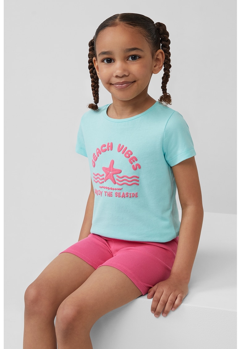 Tricou din bumbac cu imprimeu si decolteu rotund