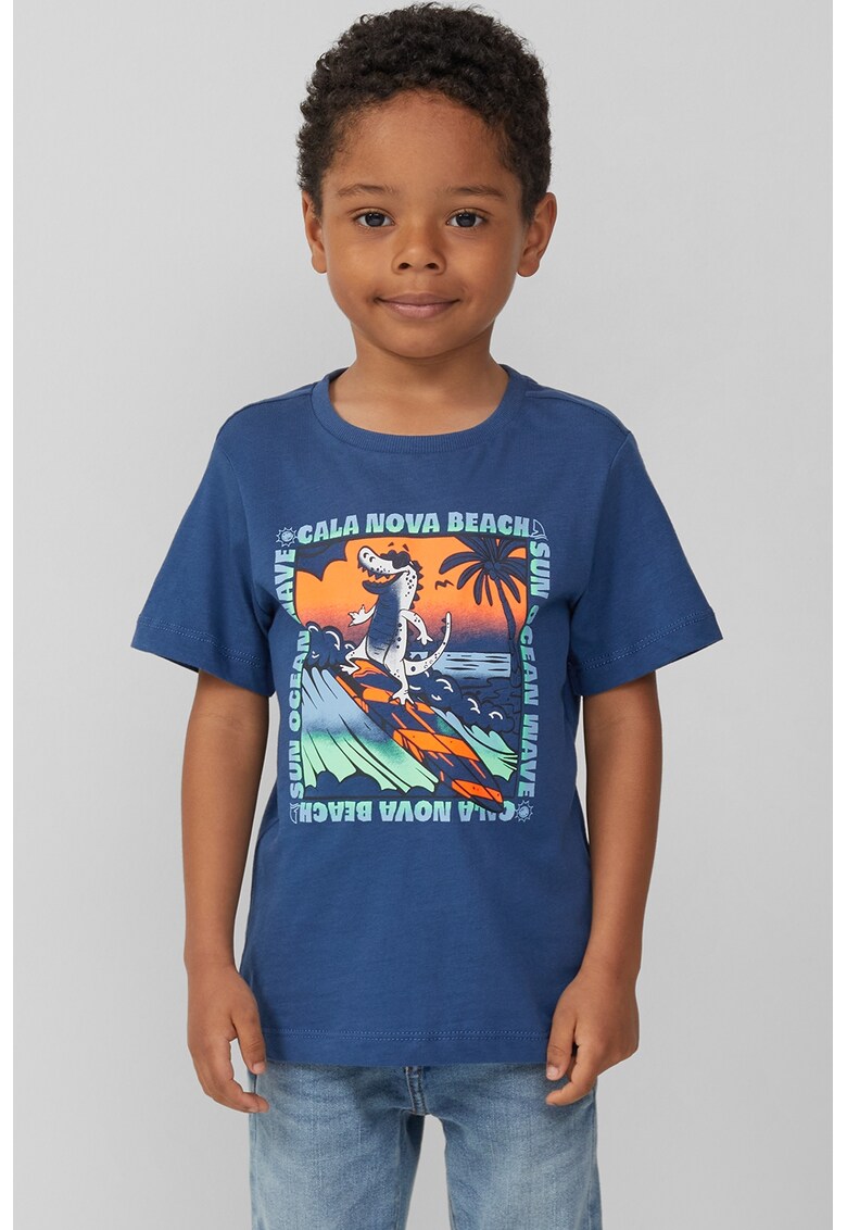 Tricou regular-fit cu imprimeu grafic - Portocaliu/Albastru inchis/Albastru glaciar