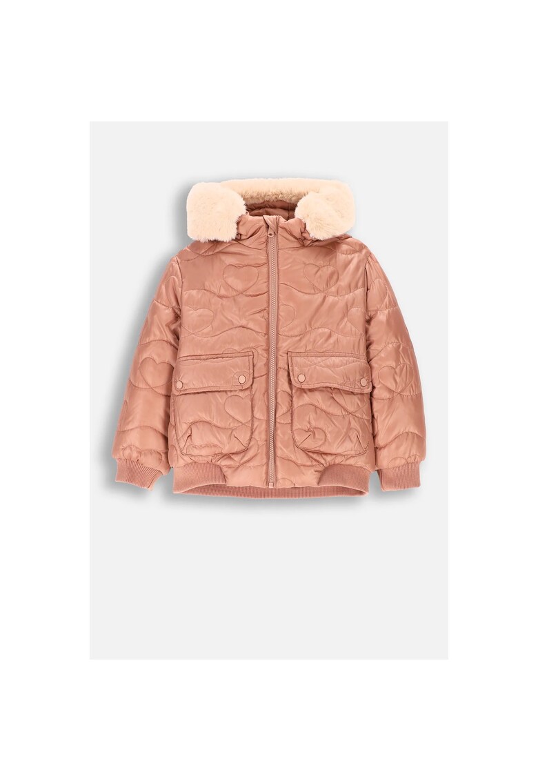 Geaca matlasata impermeabila cu buzunare aplicate - Roz