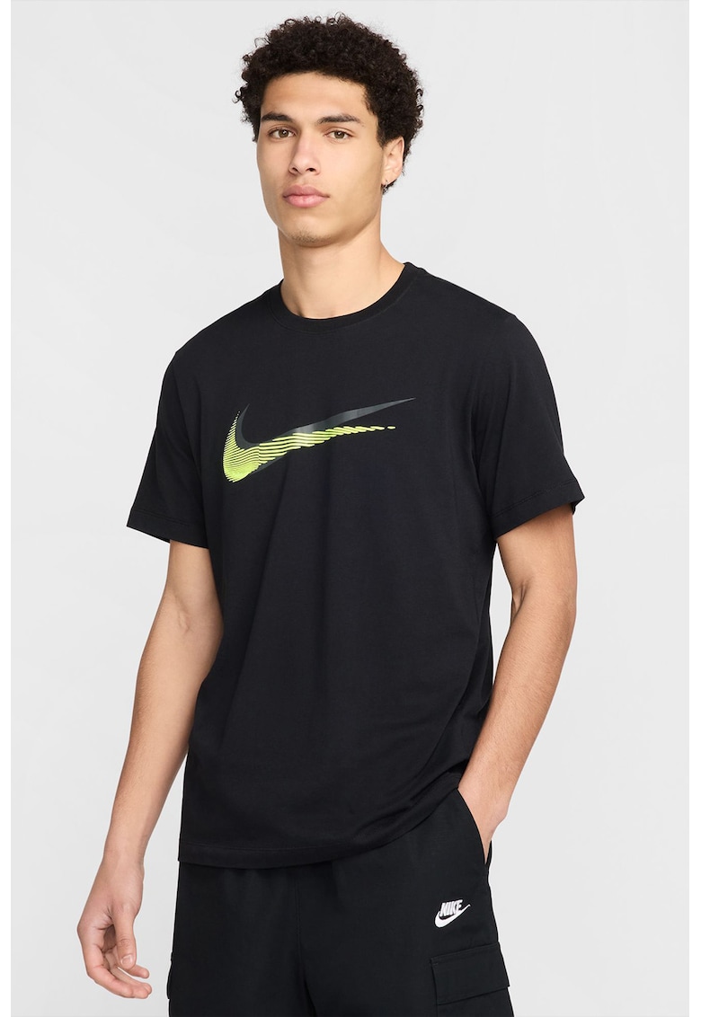 Tricou din bumbac cu logo - Negru