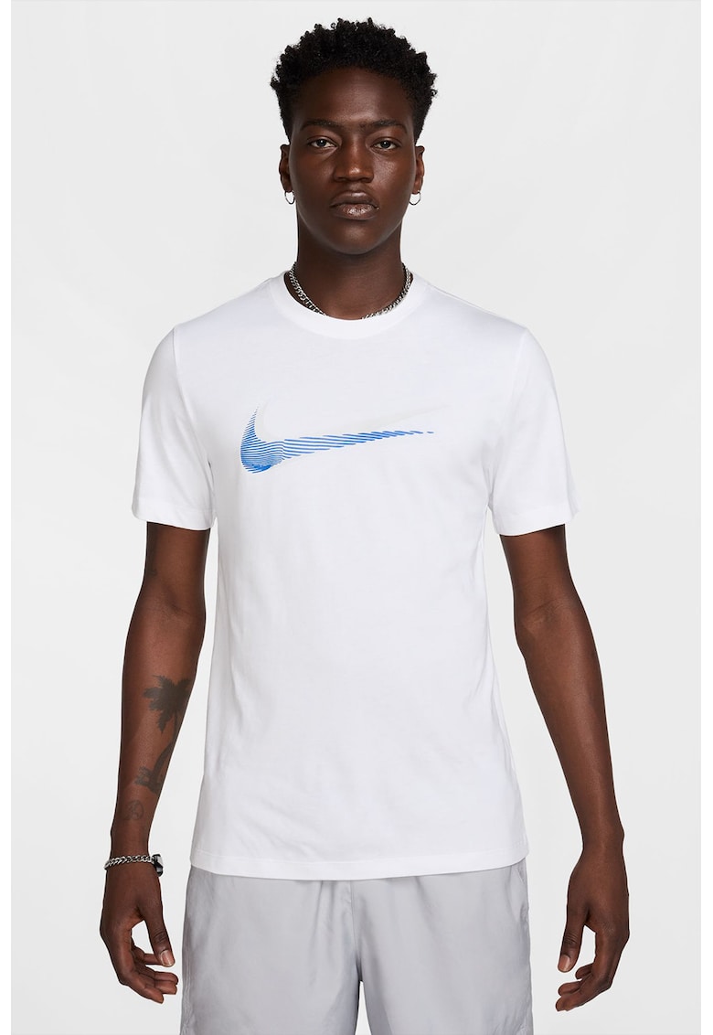 Tricou din bumbac cu logo - Alb/Albastru deschis
