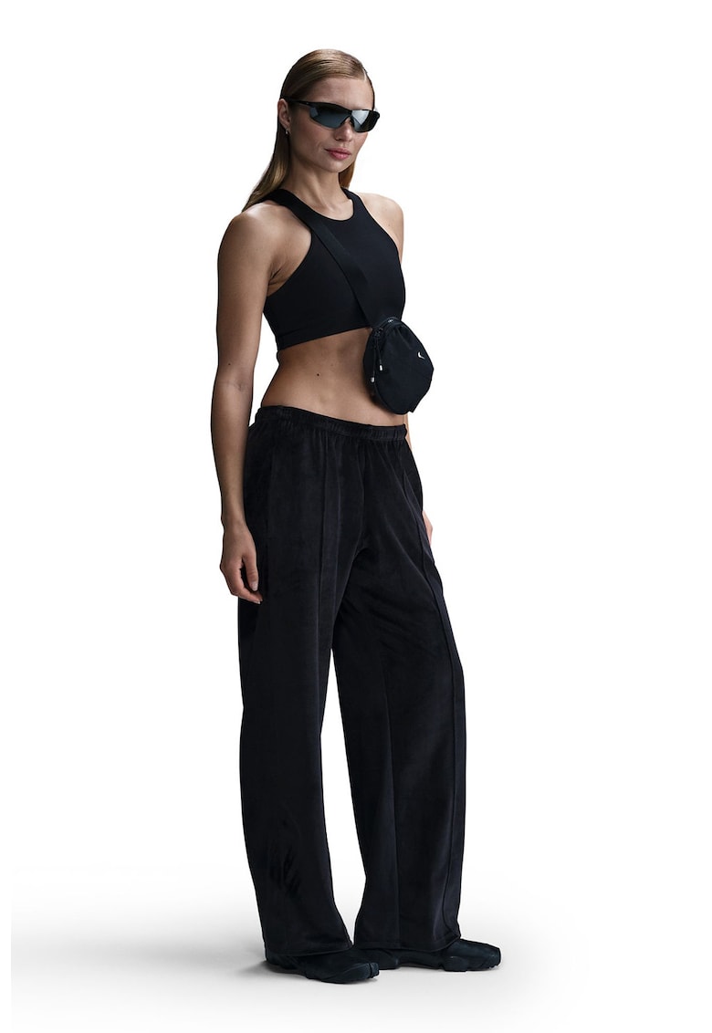 Pantaloni de trening din velur cu croiala ampla