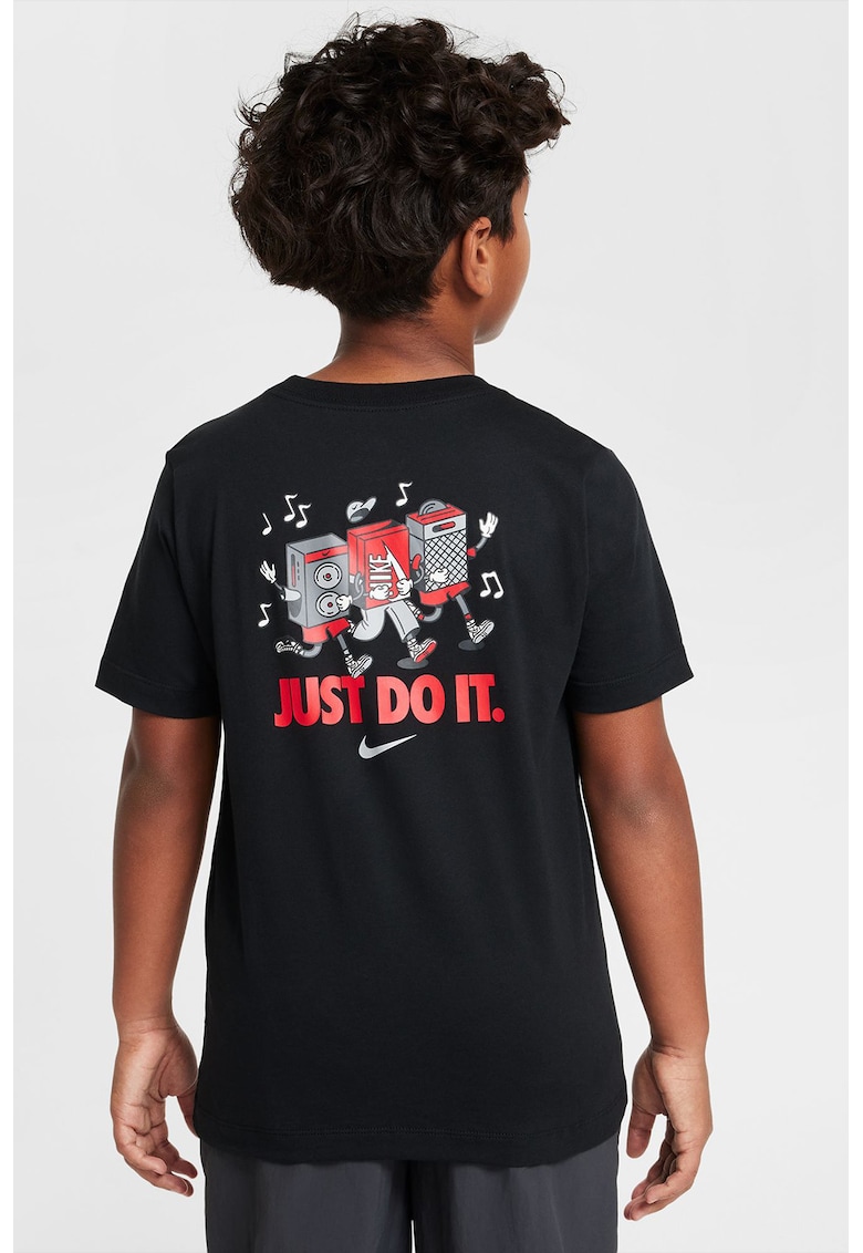 Tricou din bumbac cu imprimeu logo - Negru