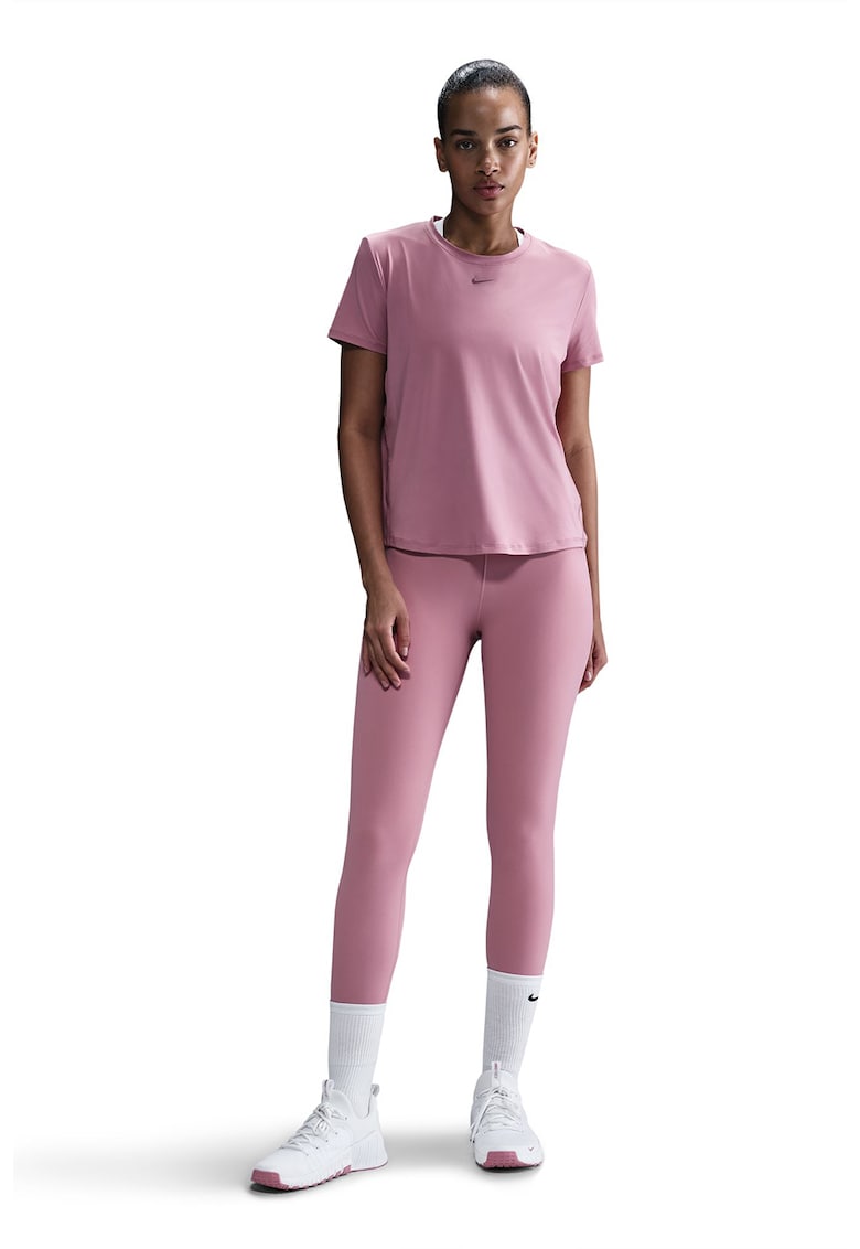 Tricou cu decolteu la baza gatului pentru fitness Classic - Roz prafuit