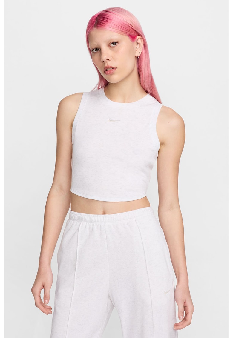 Top crop din amestec de lyocell cu detaliu logo