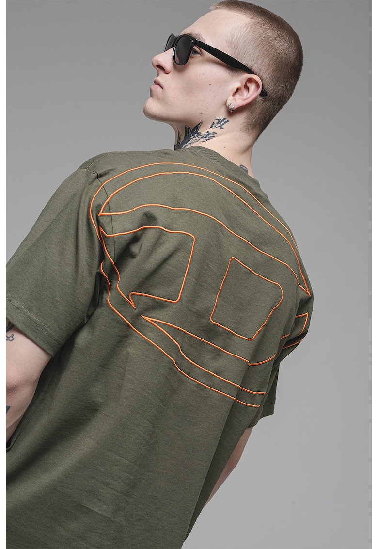 Tricou supradimensionat cu imprimeu logo Boggy - Portocaliu/Verde masliniu