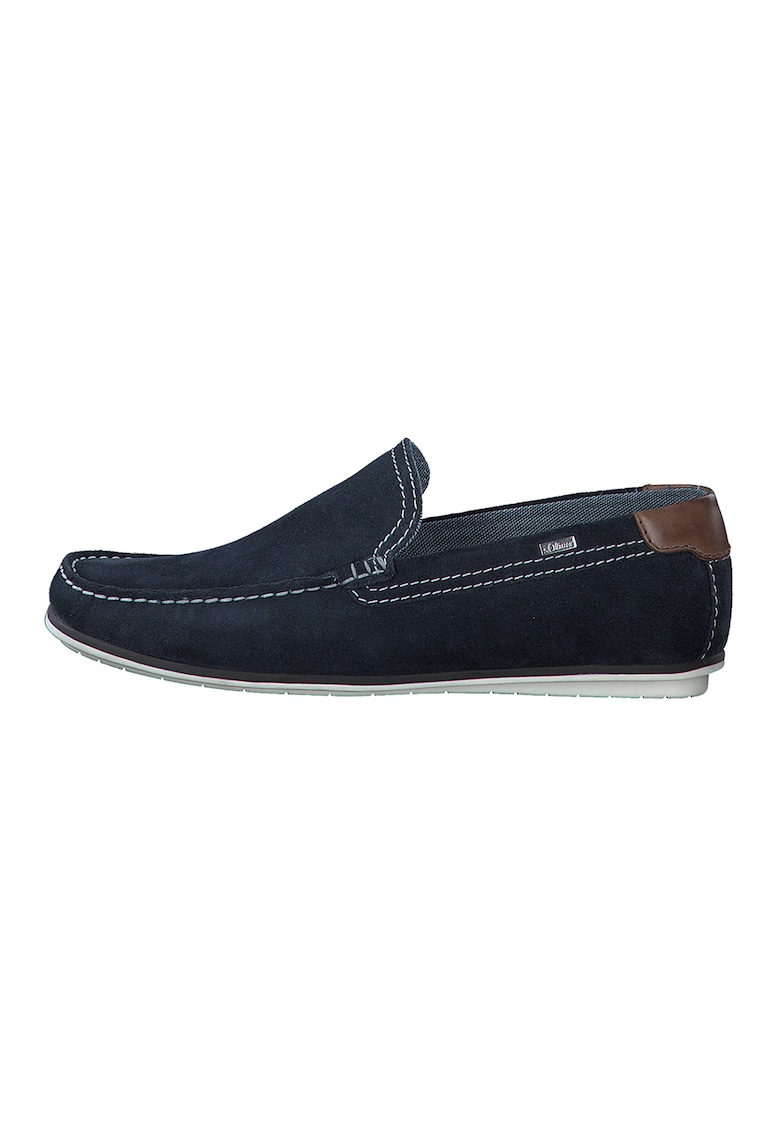 Pantofi loafer din piele intoarsa cu cusaturi contrastante