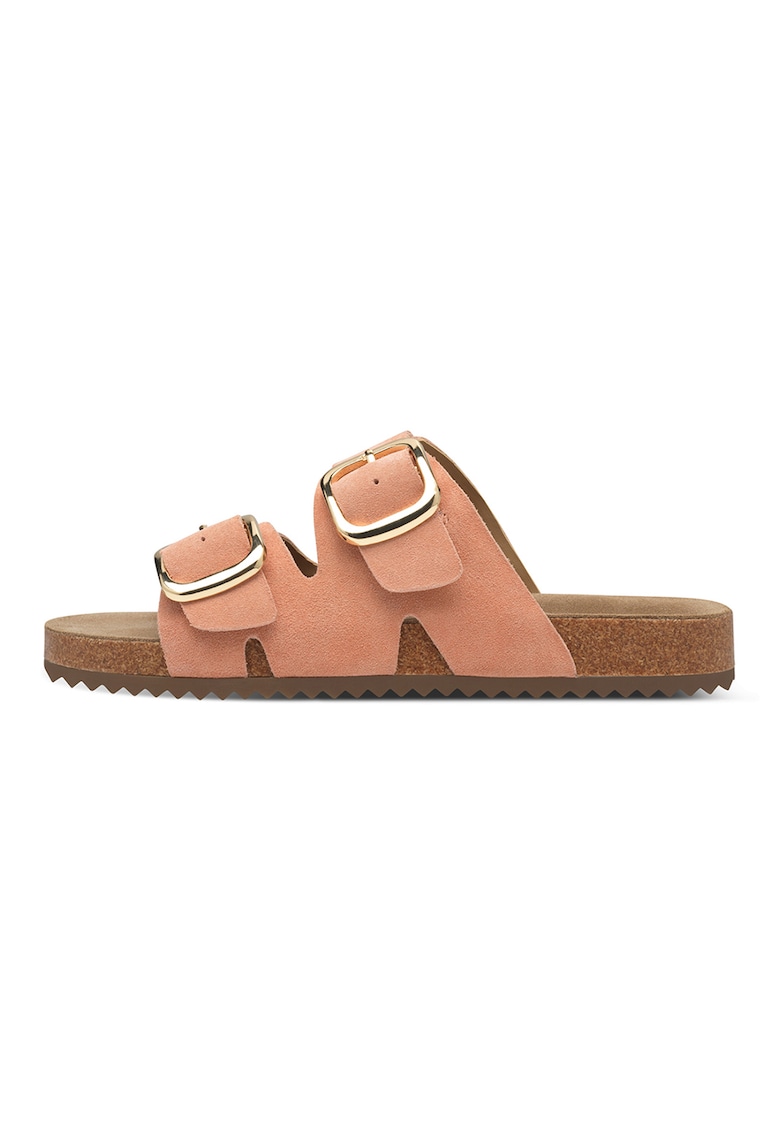 Papuci din piele intoarsa cu catarame