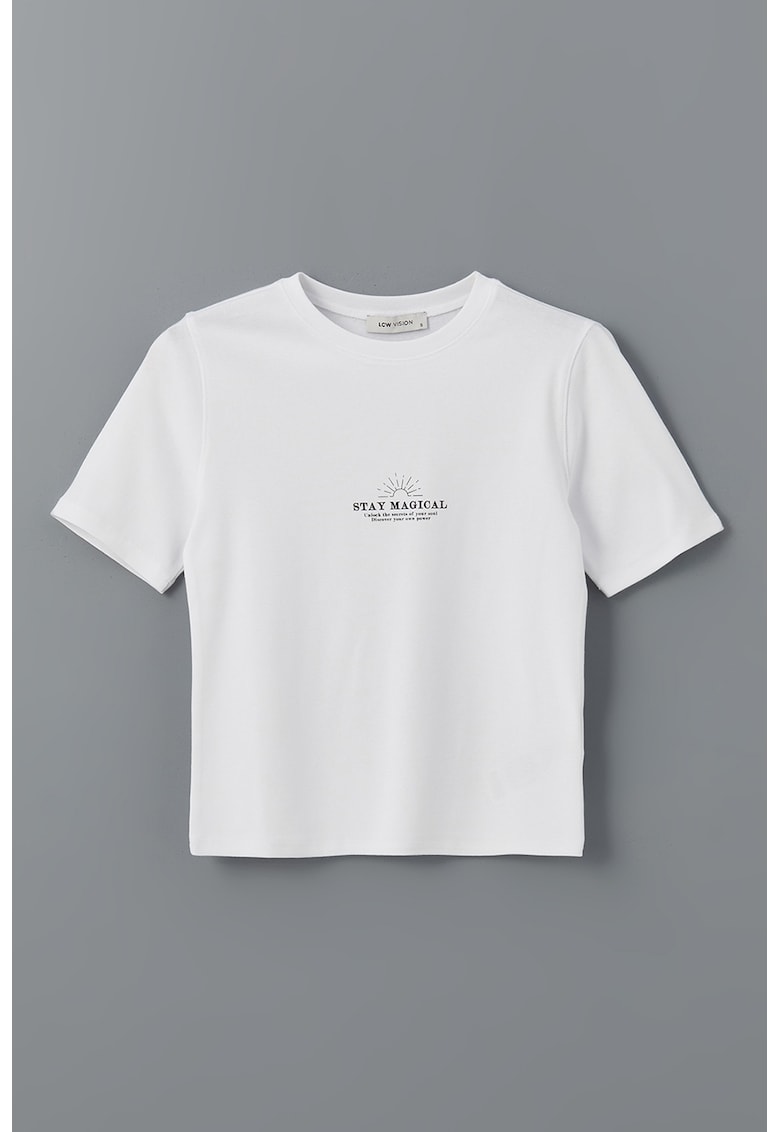 Tricou din amestec de bumbac cu imprimeu text