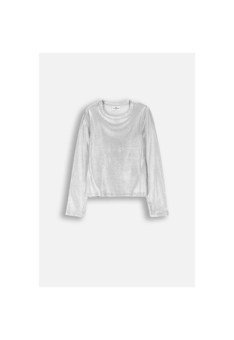 Bluza metalizata cu decolteu rotund - Argintiu