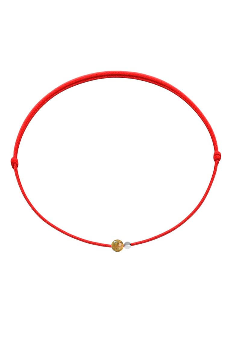 Bratara Martisor cu biluta din Argint 925 si piatra semipretioasa Agat - snur rosu reglabil