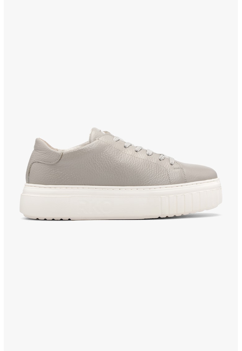 Pantofi sport flatform de piele June - Gri deschis