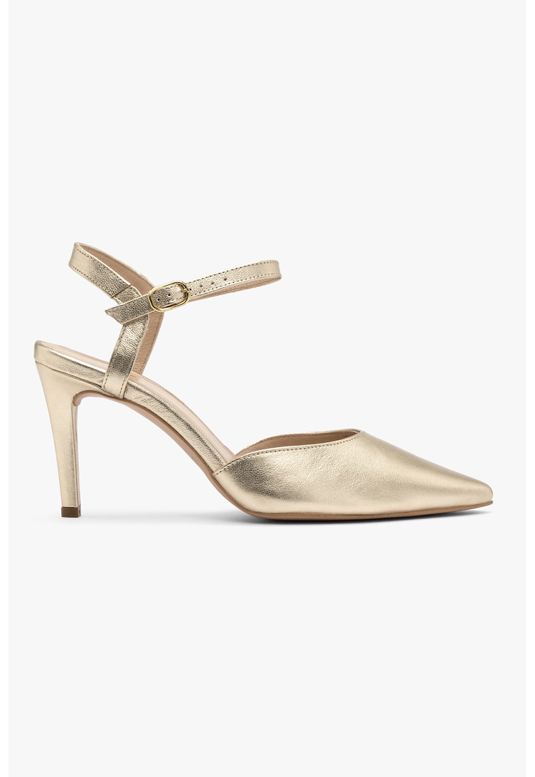 Pantofi de piele cu varf ascutit Phoebe - Auriu