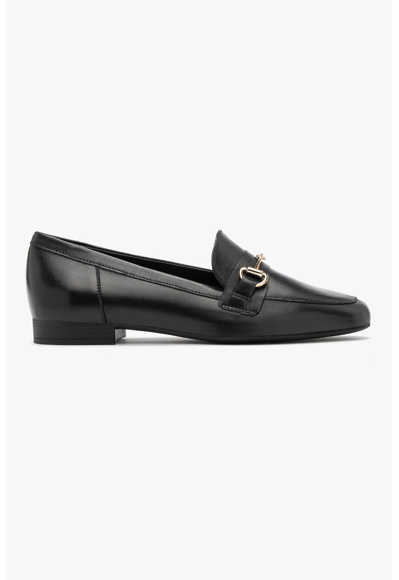 Pantofi loafer de piele cu detalii metalice - Negru