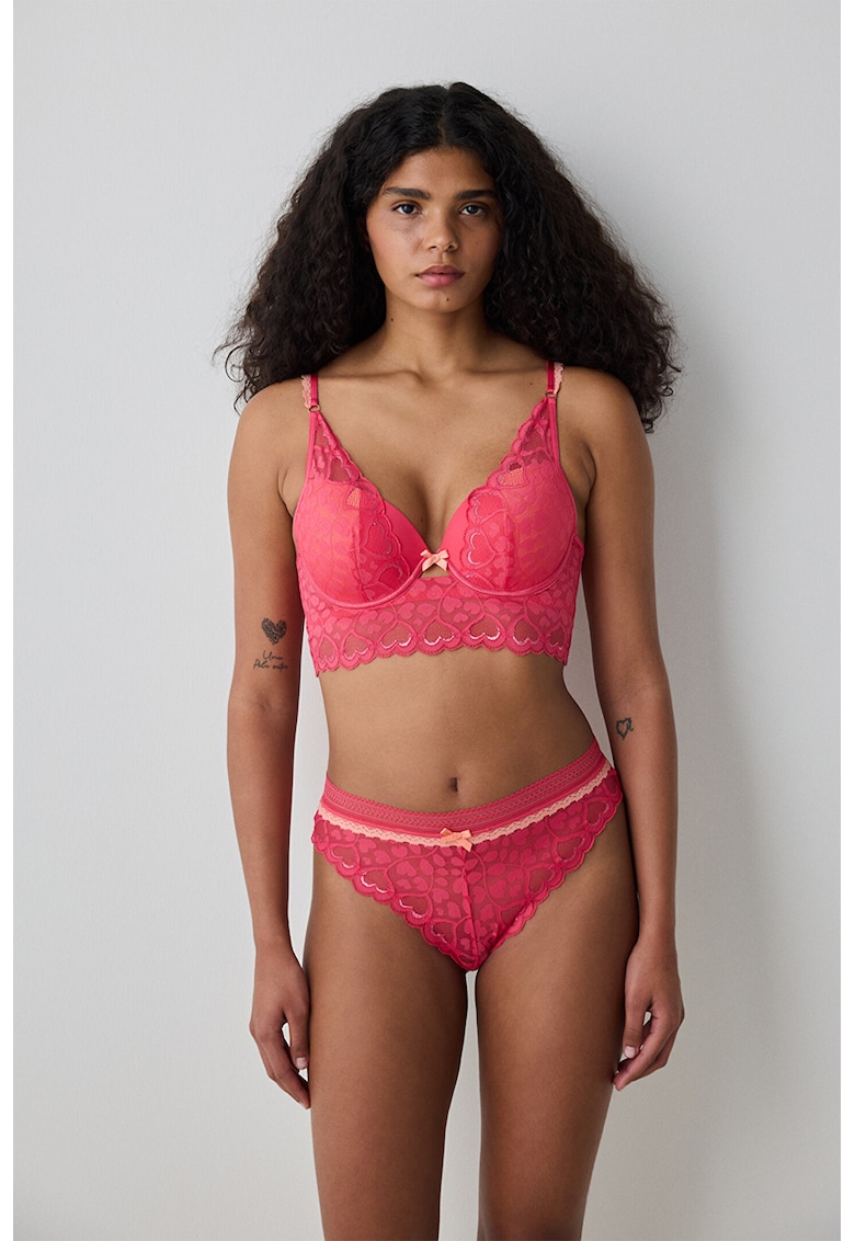 Sutien longline cu strat exterior de dantela