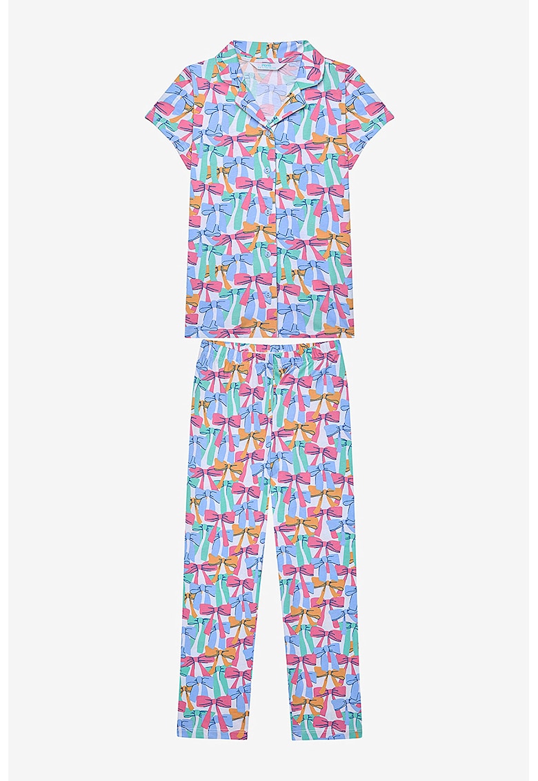 Pijama de bumbac cu model cu funde