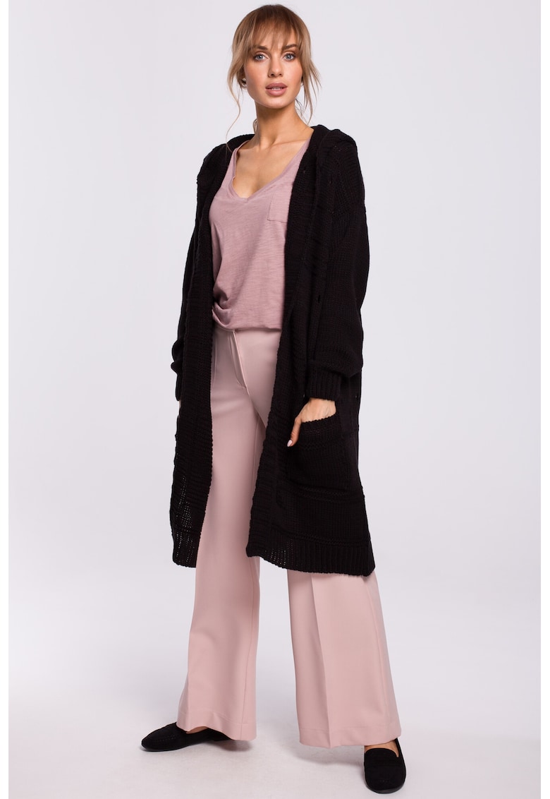 Cardigan perforat cu gluga -