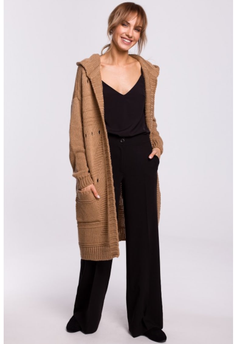 Cardigan perforat cu gluga -