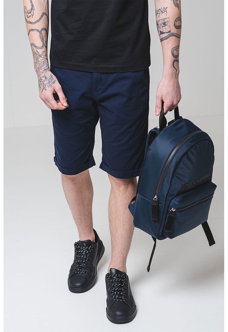 Pantaloni scurti din amestec de bumbac cu model uni