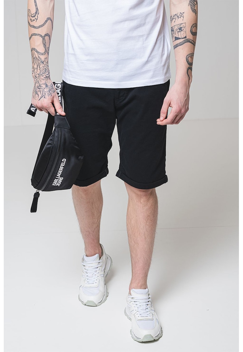 Pantaloni scurti din amestec de bumbac cu model uni