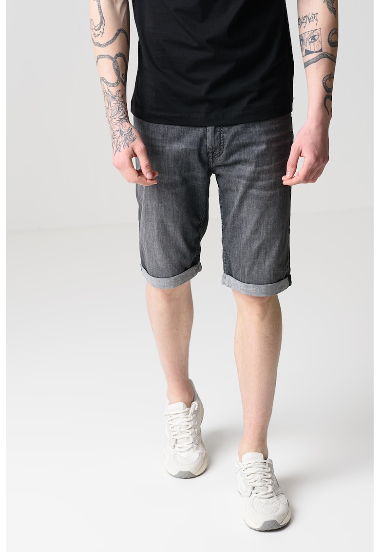 Bermude de denim cu terminatie pliabila