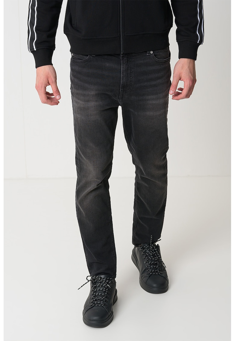 Blugi conici cu 5 buzunare - Negru