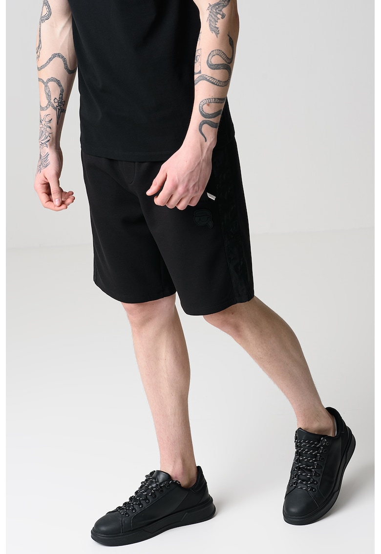 Bermude sport cu logo lateral - Negru