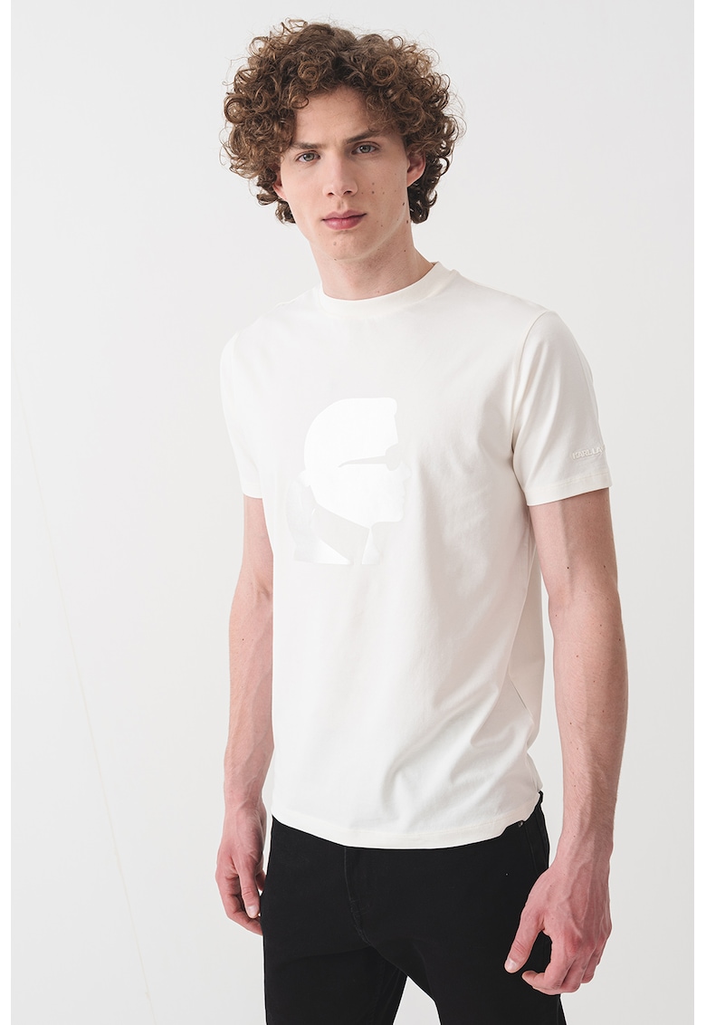 Tricou cu decolteu la baza gatului - Gri/Alb murdar