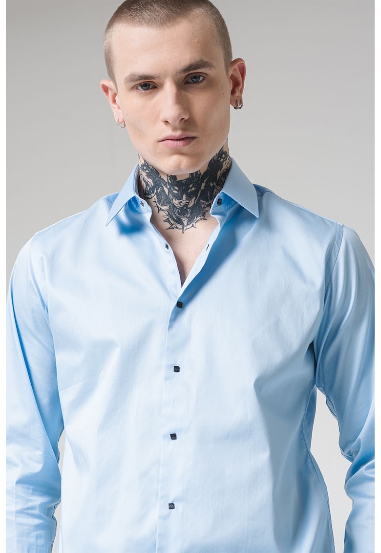 Camasa din amestec de bumbac cu guler ascutit