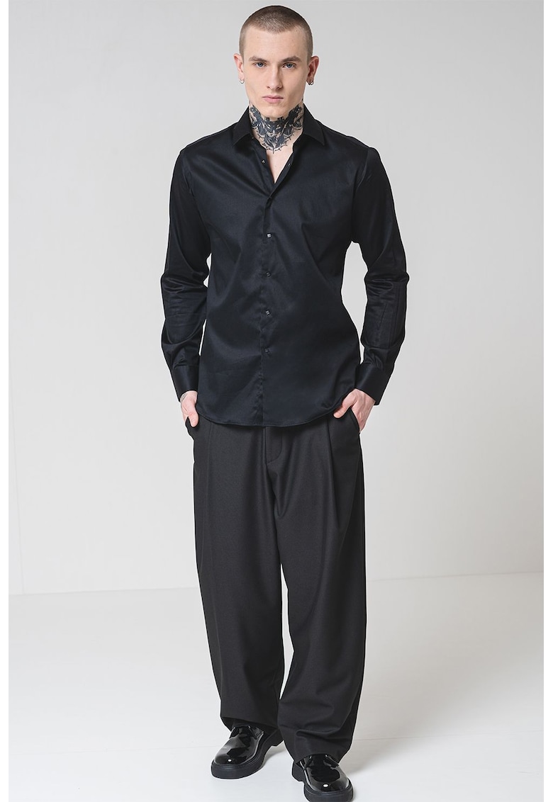 Camasa din amestec de bumbac cu guler ascutit