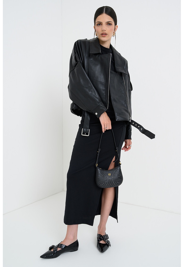 Jacheta biker de piele - Negru