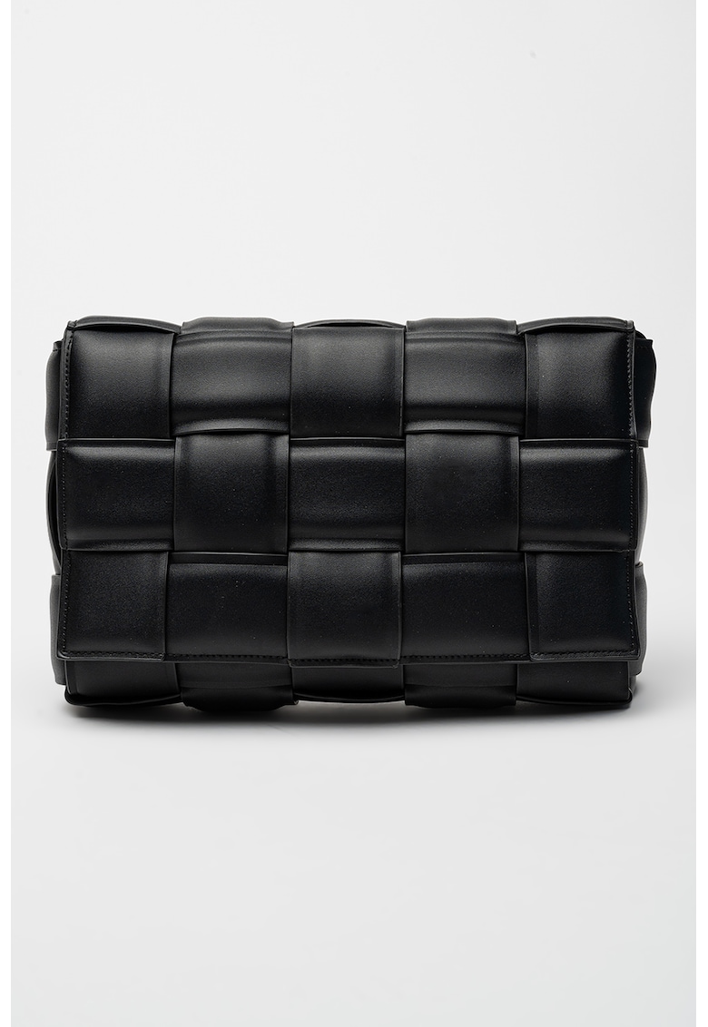 Geanta crossbody de piele ecologica cu model tesut