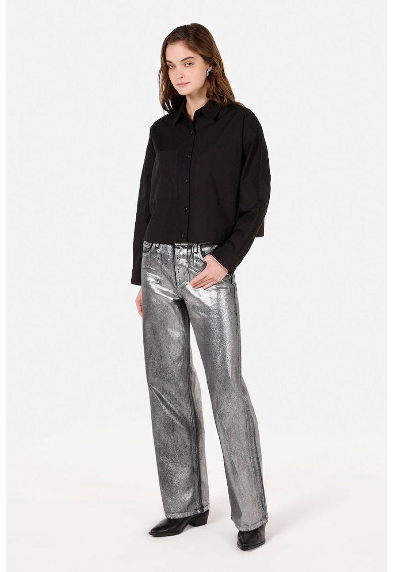 Camasa cu buzunare pe piept - Negru