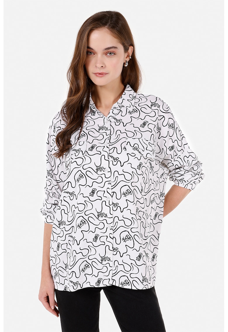 Camasa cu imprimeu si maneci cazute