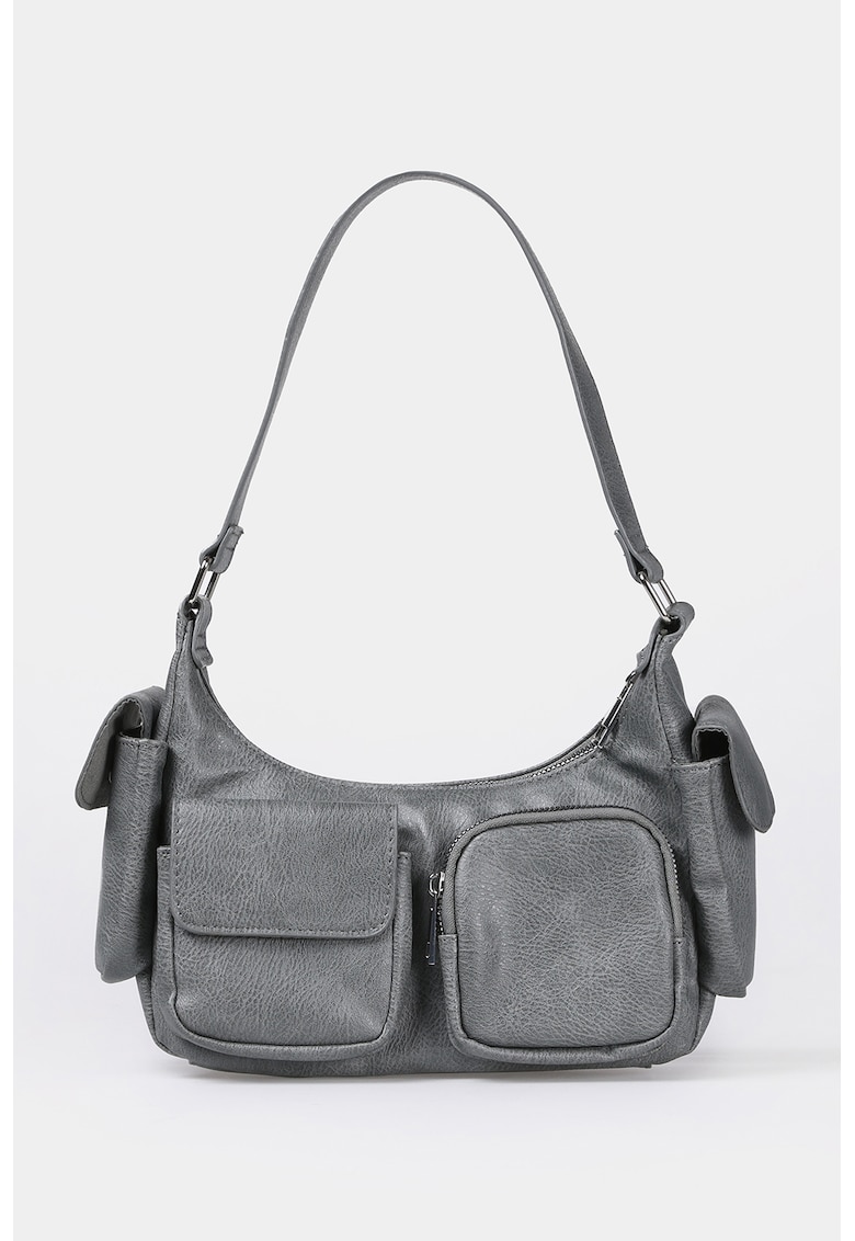 Geanta din piele ecologica cu bareta de umar si buzunare multiple